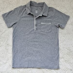 NWOT Tea Collection Short Sleeve Piped Polo in Heathered Grey Size 12
